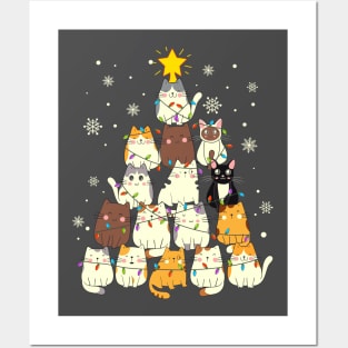 Cat christmas tree Posters and Art